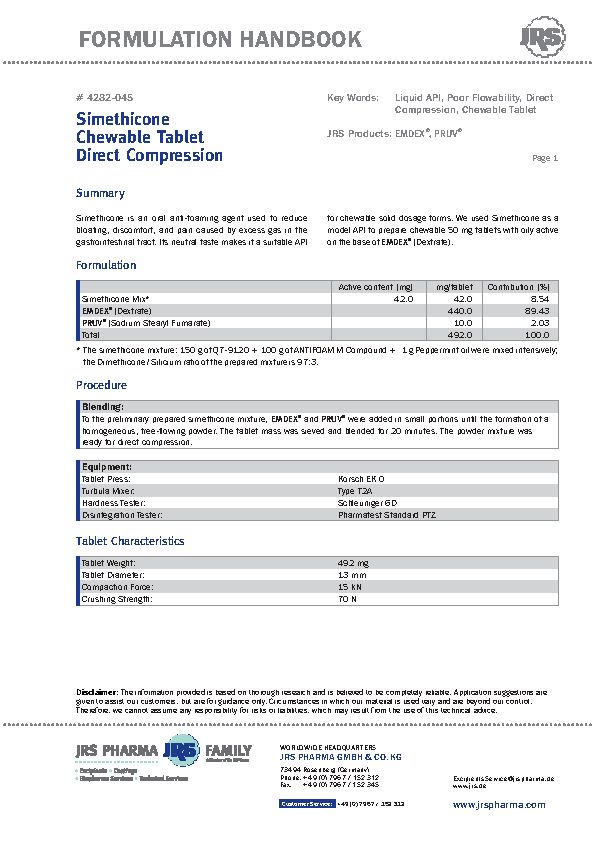 Simethicone Chewable Tablet