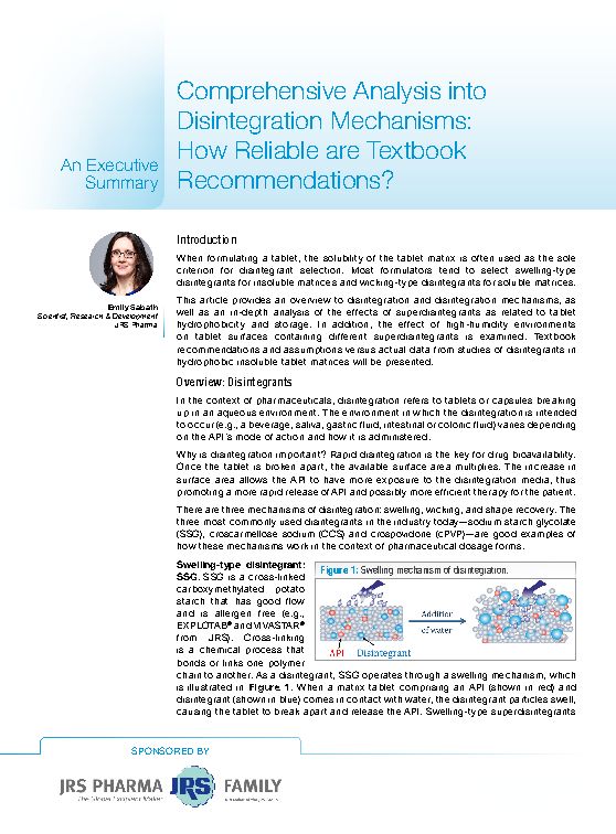 Comprehensive Analysis into Disintegration Mechanisms